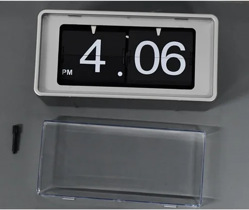 Miniatura 3 de BHning Reloj de escritorio digital con tapa transparente de estilo retro, función automática de giro de página, pantalla digital