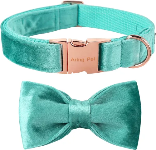 Miniatura 42 de ARING PET Collar de perro con corbatín, collares de terciopelo para perros con corbatín extraíble, collar de lazo ajustable para perros hembras