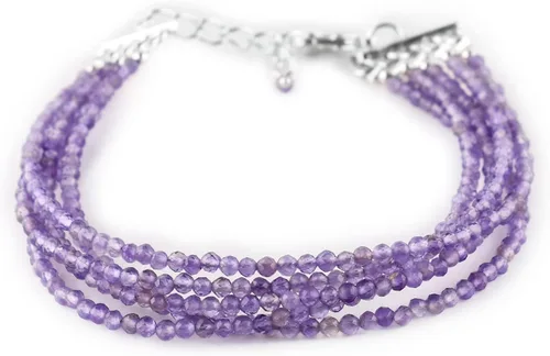 Miniatura 8 de YANARA Gemstone Bracelets For Women Birthstone, Natural Gemstone Layered Micro-Beads, Dainty Handmade Jewelry Chakra Energy Healing Crystals Silver