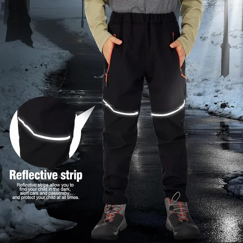 Miniatura 3 de Toomett Pantalones cargo de nieve para niños, niñas y niños al aire libre con forro polar suave Shell senderismo pesca esquí pantalones aislados