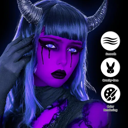 Miniatura 4 de Go Ho Barra de Pintura Facial Morada Mezclable en Crema, Pintura Corporal Morada de Cobertura Total para Adultos, Niños, Halloween, Cosplay, SFX