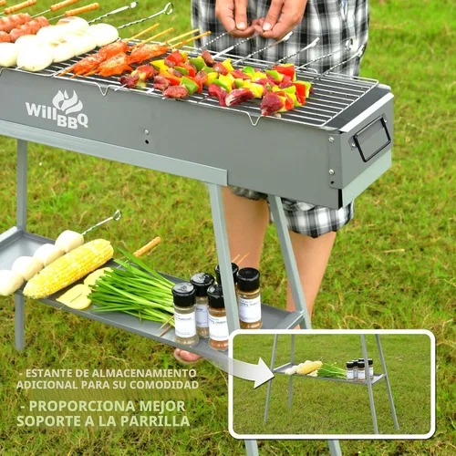 Miniatura 7 de WILLBBQ Parrilla de carbón para fiestas de portón trasero, patio, barbacoas de playa, reuniones de patio trasero, barbacoa de acero aleado, barbacoa