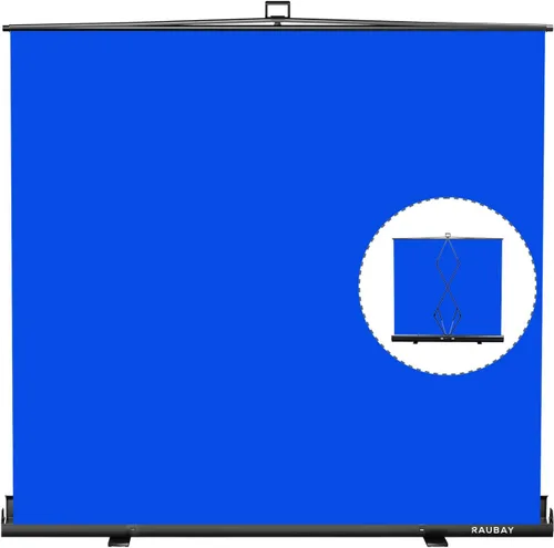 Miniatura 9 de 【Fácil configuración】 RAUBAY Fondo de pantalla azul plegable de 59.8 x 82.7 pulgadas, panel de croma key portátil y retráctil, fondo fotográfico