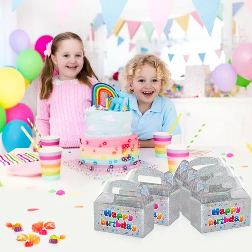 Miniatura 5 de Naleyber Caja de regalo de fiesta de estrellas iridiscentes, 24 cajas holográficas a dos aguas para dulces, regalos de dulces, cajas brillantes