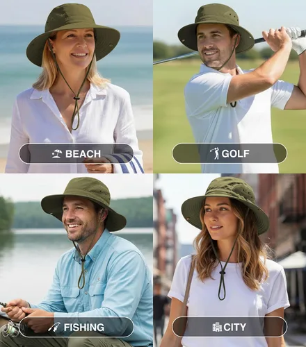 Miniatura 2 de GearTOP Wide Brim Sun Hat for Men & Women, UPF 50+ Fishing Hat with Detachable Neck Flap & Face Cover Gardening Boonie Sunhat