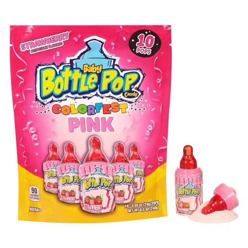 Baby Bottle Pop Paquete rosado de rosa envuelto individualmente -10 con sabor rosado caramelo lollipop lollipop chupadores rosado dulces para
