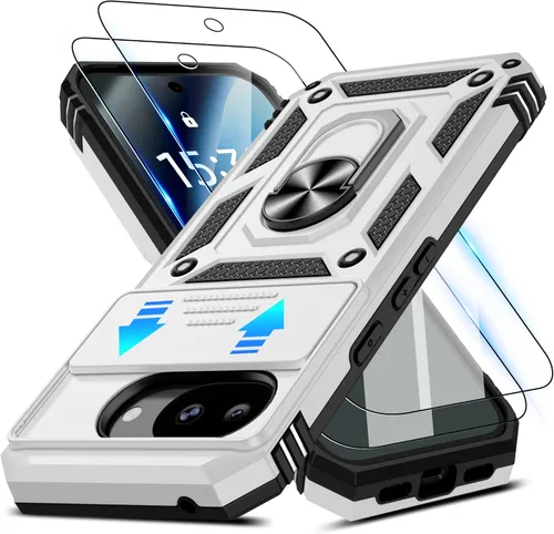 Miniatura 50 de ATUMP Funda para OnePlus Nord N200 5G con protector de pantalla HD con cubierta para cámara deslizante, soporte de anillo de rotación de 360°