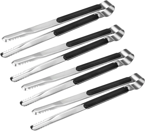 XEVOM - Paquete de 4 pinzas de cocina de acero inoxidable de alta calidad, pinzas para servir para cocinar, pinzas de metal para alimentos con
