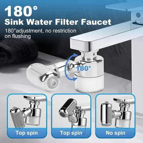 Miniatura 4 de Grifo de filtro de agua para fregadero, purificador de agua giratorio de 360°, filtro de grifo de baño que elimina cloro, fluoruro de cloro, metales