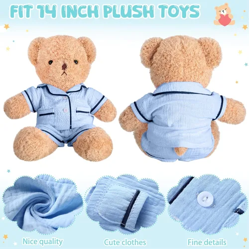 Miniatura 3 de Hungdao Bear Clothes - Pijamas para hacer tus propios trajes de animales, se adapta a la mayoría de accesorios de oso de 14 pulgadas (azul)