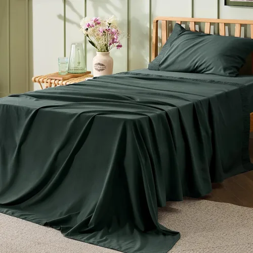 Miniatura 14 de Bedsure Sábanas de tamaño King – Sábanas suaves para cama de tamaño King, 4 piezas de hotel de lujo verde menta, juego de sábanas refrescantes de 11