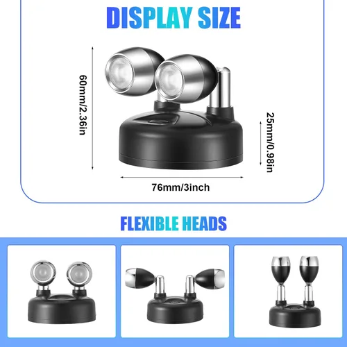 Miniatura 4 de Honoson Paquete de 4 Focos de Doble Cabeza que Funcionan con Baterías, Focos LED RGB Inalámbricos para Interiores con Control Remoto, Luces