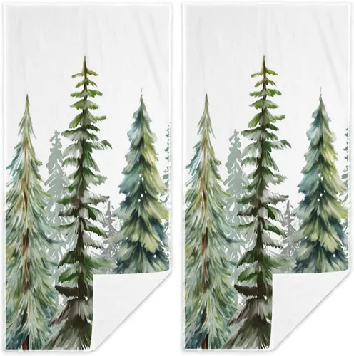 Miniatura 13 de Juego de 2 toallas de mano para árbol de Navidad, color blanco y negro, juego de 2 toallas de baño absorbentes de copos de nieve, toallas