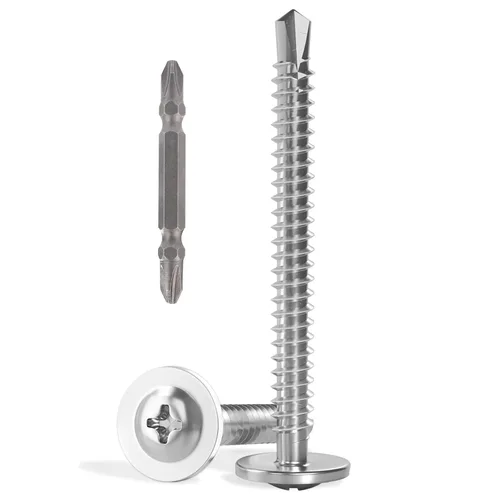Miniatura 30 de VGBUY 170 tornillos autoperforantes para metal, tornillos autorroscantes de chapa metálica de acero inoxidable 410 #10 x 3/4 pulgadas, tornillos