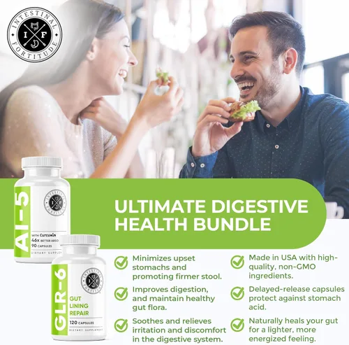 Miniatura 3 de Intestinal Fortitude AI-5 & GLR-6 Suplemento de salud digestiva en cápsulas con glutamina, cúrcuma, curcumina para la salud intestinal y apoyo