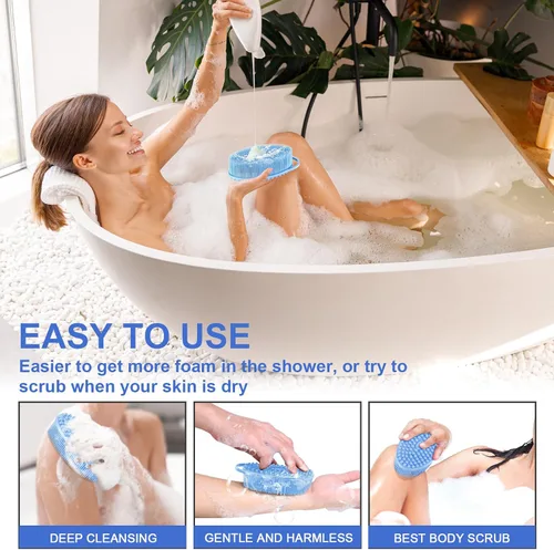Miniatura 6 de Metene cepillo exfoliante corporal de silicona con asa, cepillo corporal para hombres y mujeres, esponja de silicona para la ducha, silicona suave