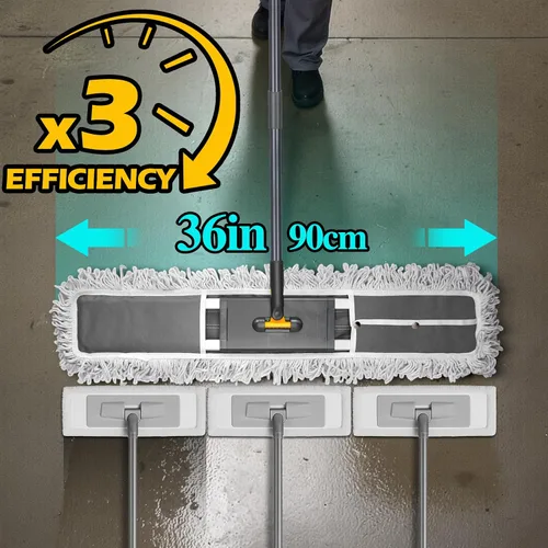 Miniatura 2 de MASTERTOP Trapeador Comercial, Trapeador de Polvo Grande de 36'', Trapeadores de Empuje Industriales de Servicio Pesado con 3 Almohadillas de Gris