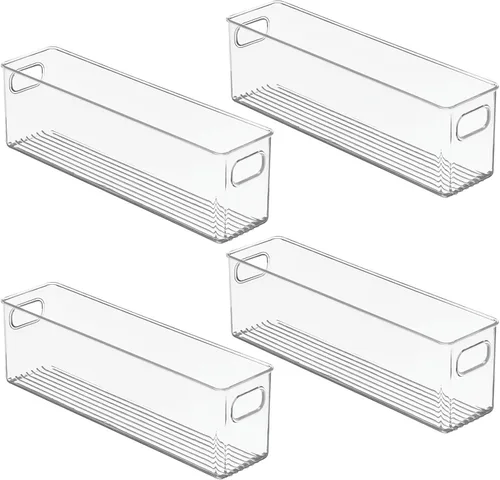 Miniatura 10 de mDesign Contenedor organizador pequeño de plástico apilable para cocina, despensa, gabinete, refrigerador, congelador, contenedores