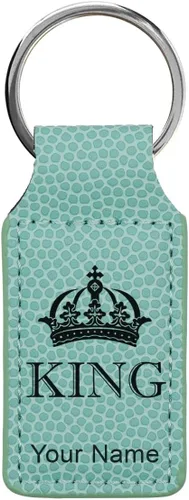Miniatura 41 de Llavero rectangular, corona de rey, grabado personalizado incluido, Bambú