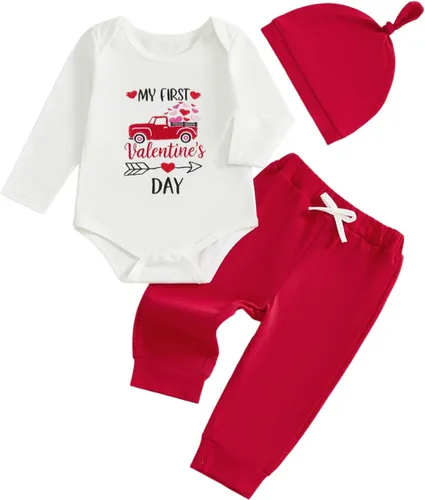 Miniatura 8 de Kuriozud Baby My First - Conjunto de ropa de 3 piezas para San Valentín