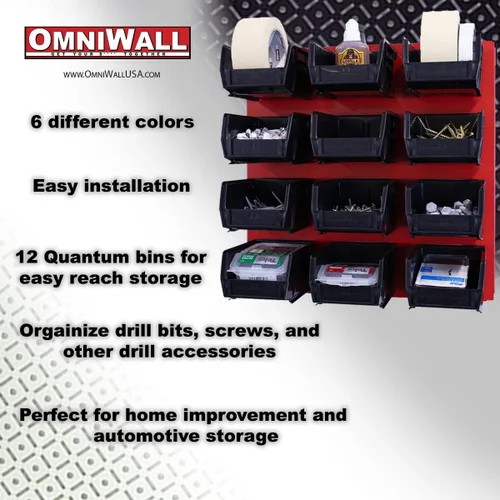 Miniatura 2 de OmniWall Sistema de almacenamiento de contenedores: sistema de organización de herramientas de garaje de metal montado en la pared de 16 x 16 Blanco