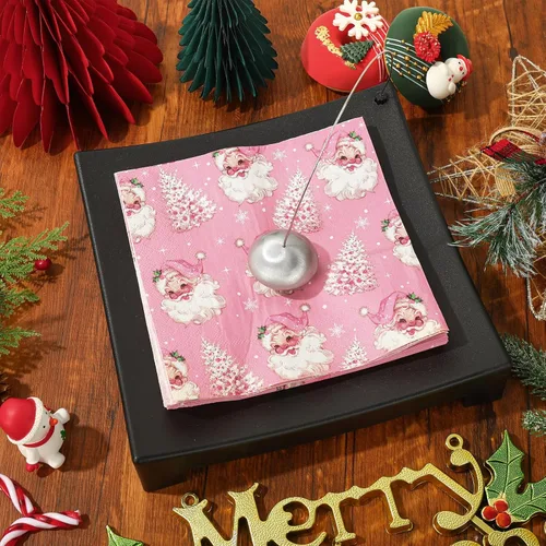 Miniatura 3 de Paquete de 80 servilletas desechables de Navidad de Papá Noel y árbol de Navidad, servilletas de papel de Navidad para Navidad, suministros de Santa