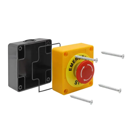 Miniatura 8 de Estación de botón, 660 V 10 A, 2 posiciones, 1NO 1NC, interruptor de botón de parada de emergencia momentánea, 1.575 in, tapa de hongo rojo, 2