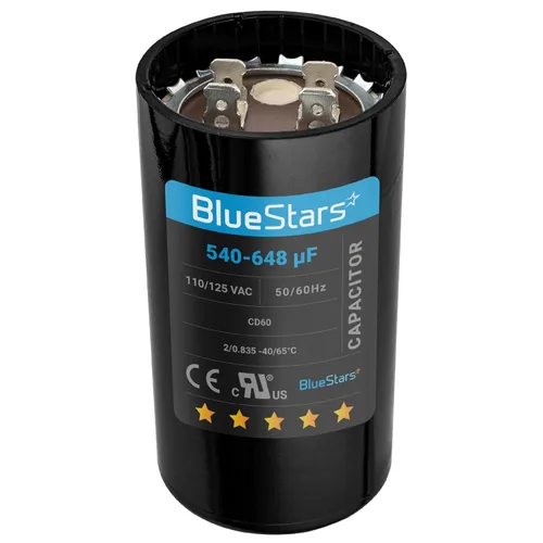 Miniatura 32 de [[Listado UL] BlueStars 108-130 uF MFD 110-125 VCA voltios ±20% 50/60 Hz CD60 Condensador de arranque redondo AC Pieza de repuesto eléctrico