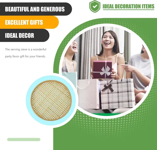 Miniatura 5 de BESTonZON Cesta de tejido para múltiples usos, tamiz natural hecho a mano para almacenamiento de alimentos, aperitivos y artículos diversos para 30cm
