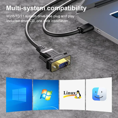 Miniatura 8 de Cable USB a RS232 Serie DB9 Macho, Pack de 2