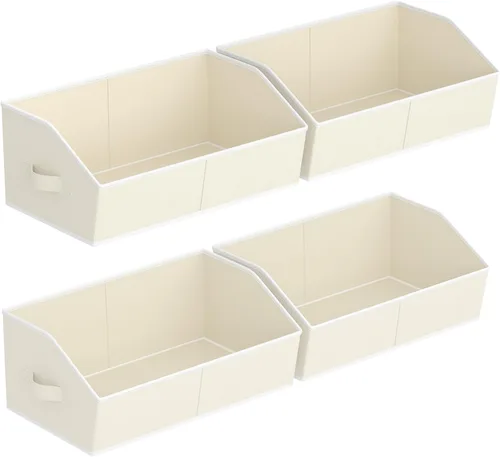 Miniatura 22 de Homsorout Organizador trapezoidal para armario, cestas grandes para organizar, caja de almacenamiento de tela para estantes, cubos de almacenamiento