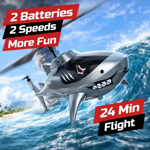Miniatura 4 de DEERC Helicóptero de control remoto para niños y adultos, helicóptero RC Shark con retención de altitud, despegue/aterrizaje con una tecla, luces