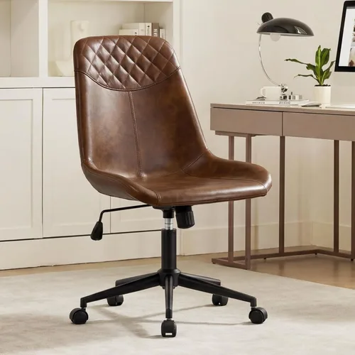 Miniatura 11 de DUHOME Silla de oficina moderna de cuero PU Silla de escritorio Silla giratoria para computadora marrón oscuro