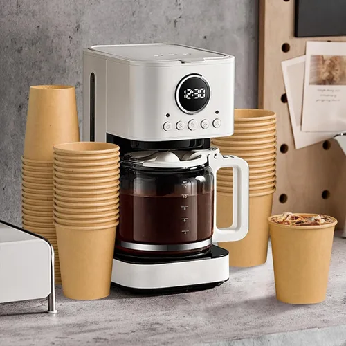 Miniatura 4 de Clawsoff Paquete de 400 vasos de papel de 8 onzas, vasos de café de papel kraft desechables, vasos de papel sin blanquear para fiestas de bebidas