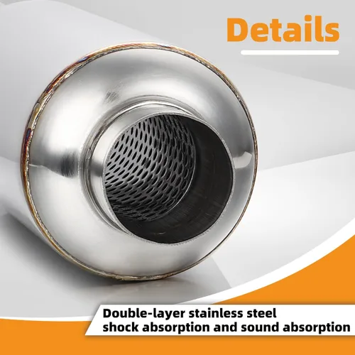 Miniatura 4 de A-KARCK Resonador de Escape de Entrada de 2.0", Resonador de Silenciador Entrada de 2.0" Salida de 2.0" Longitud Total de 14" Acero Inoxidable