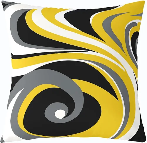Miniatura 33 de Feelyou Juego de 4 fundas de almohada geométricas reversibles para exteriores de 16 x 16 pulgadas, diseño geométrico de rayas negras y grises, juego