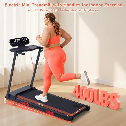 Miniatura 6 de Walking Pad Treadmill with Handle Bar and Incline, 3.5HP Electric Small Treadmills for Home Small Spaces, 0.6-10MPH Portable Mini Treadmills for