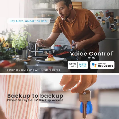 Miniatura 8 de Lockly Secure Plus, cerradura de puerta inteligente Bluetooth, cerradura de puerta de entrada sin llave con asa, teclado PIN Genie®, sensor Mate