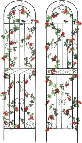 Miniatura 11 de Paquete de 2 Enrejados de Jardín de Metal de 70.8" de Alto x 19.7" de Ancho con Revestimiento Negro, Panel de Rejilla de Alambre en Celosía