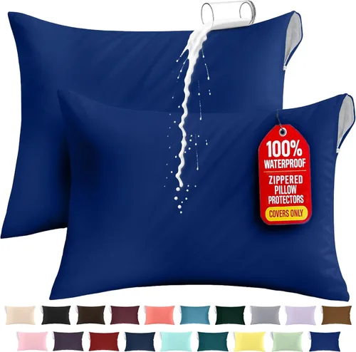 Miniatura 22 de Utopia Bedding Protector de almohada impermeable, con cremallera, paquete de 2, beige, estándar, funda de almohada a prueba de chinches, de 20 x 26