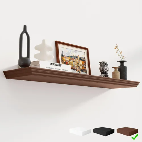 Miniatura 14 de Fun Memories Estantes flotantes de 24 pulgadas de largo, 9.3 pulgadas de profundidad, estantes flotantes de corona clásica para pared, estantes