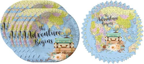 Miniatura 5 de Adventure World Awaits - Suministros para fiestas, 20 platos y 20 servilletas, suministros de decoración de fiesta de The Adventure Begin
