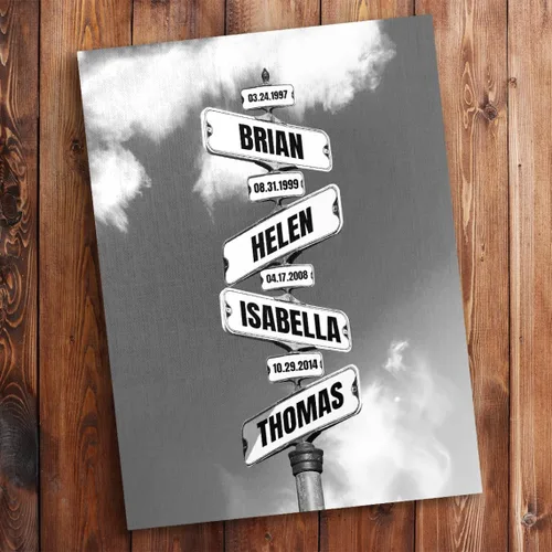 Miniatura 8 de VIRAGIL Lienzo personalizado con nombre de calle familiar, póster personalizado para decoración del hogar y sala de estar, arte de pared