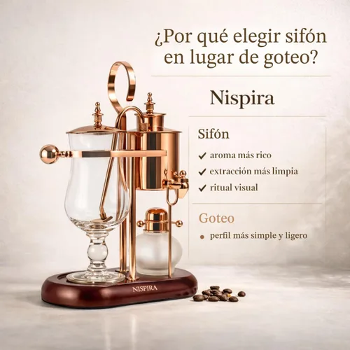 Miniatura 8 de Nispira Belgium Royal Family Balance Syphon - Cafetera vintage con gravedad única, sistema de preparación al vacío, cobre, 16.9 fl oz