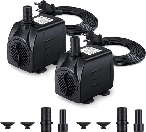 CWKJ Bomba de fuente, 2 paquetes de bomba de agua sumergible de 160 GPH(10 W, 600 L/H), bomba de agua duradera para fuente al aire libre con cable