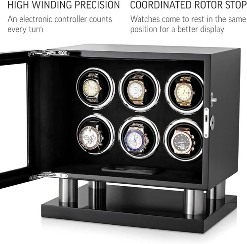 Miniatura 4 de Reloj enrollador para 6 relojes con retroiluminación LED, pantalla LCD y opción de parada de motor