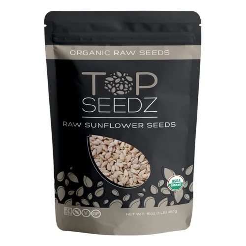 Miniatura 3 de Top Seedz Semillas de girasol crudas orgánicas certificadas por la USDA, frescas y sin sal, sin cáscara, sin gluten, sin nueces, veganas, kosher