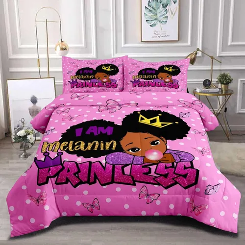 Miniatura 12 de Juego de edredón mágico para niñas negras, tamaño individual, para niños, adolescentes, niñas pequeñas, juego de ropa de cama para niñas negras
