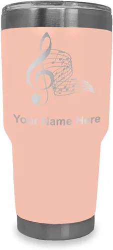 Miniatura 8 de LaserGram Vaso aislado al vacío de 20 onzas, notas musicales, grabado personalizado incluido (negro)