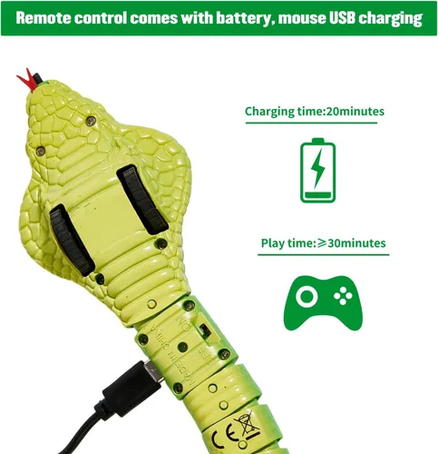 Miniatura 5 de Serpientes de control remoto realistas para bromas RC, serpiente cobra recargable con detección inteligente para gatos con controlador infrarrojo